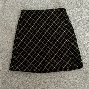 Brandy Melville Black and Brown Plaid Mini Wrap Skirt